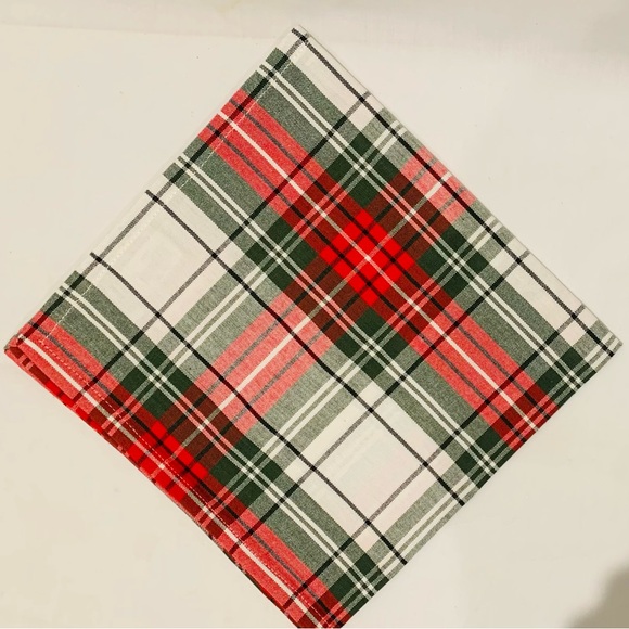 Cloth Dinner Napkins Cotton Holiday Christmas Plaid Set of 4 - Picture 3 of 5